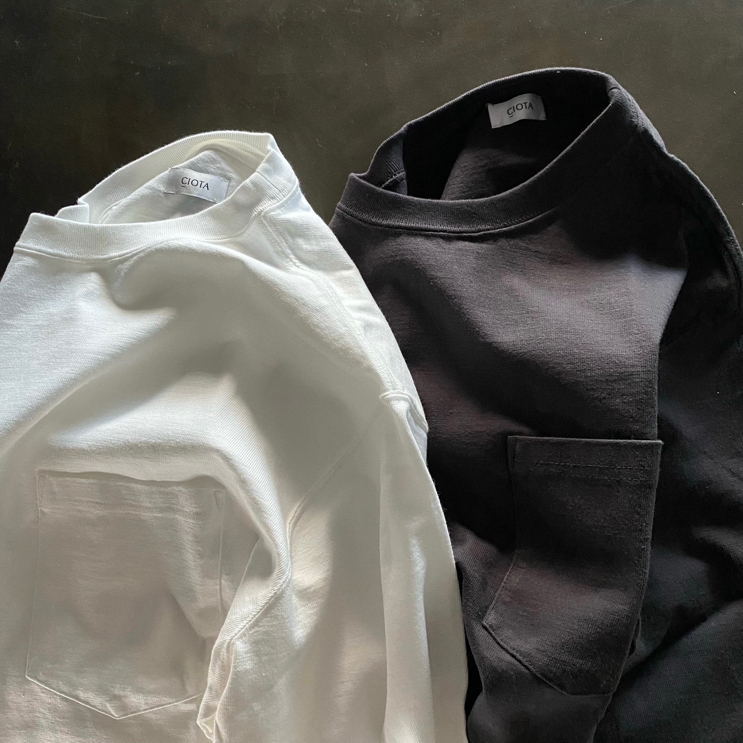 CIOTA｜スビンコットン10/- 度詰め吊り天竺ポケット付ロンT black men