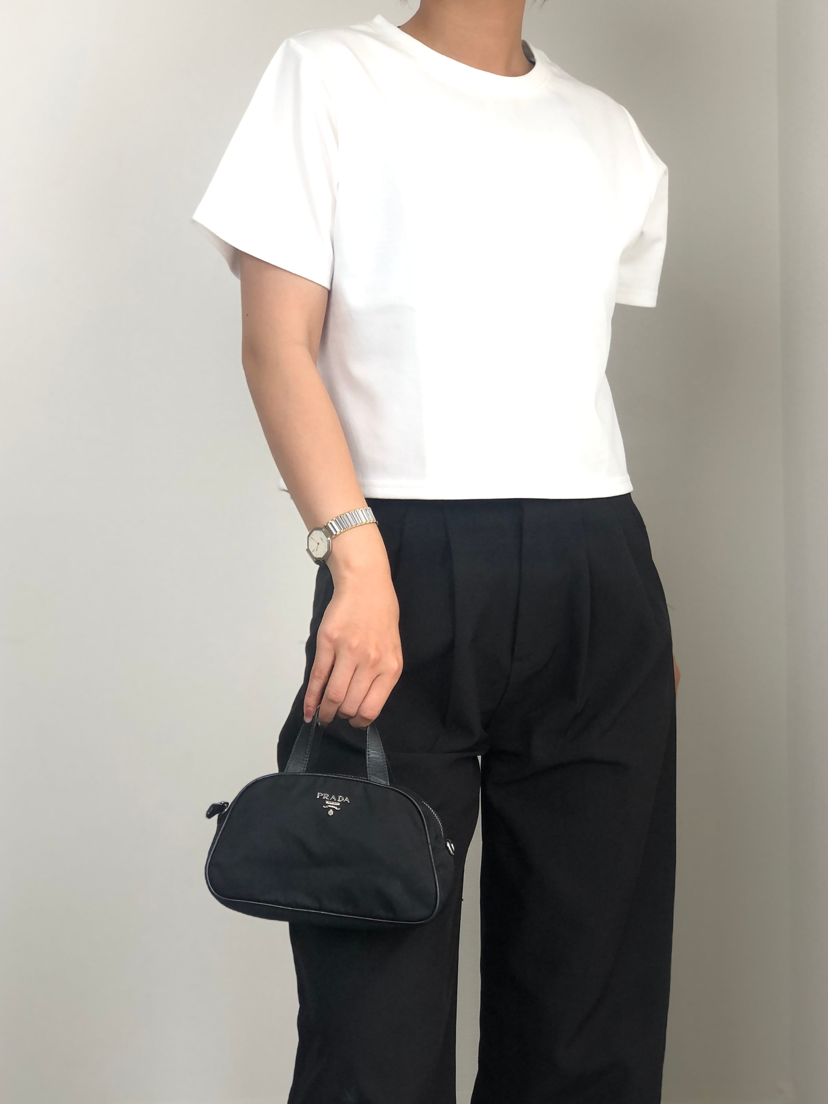 PRADA プラダ ハンドバッグ ブラック ロゴ ナイロン ミニバッグ