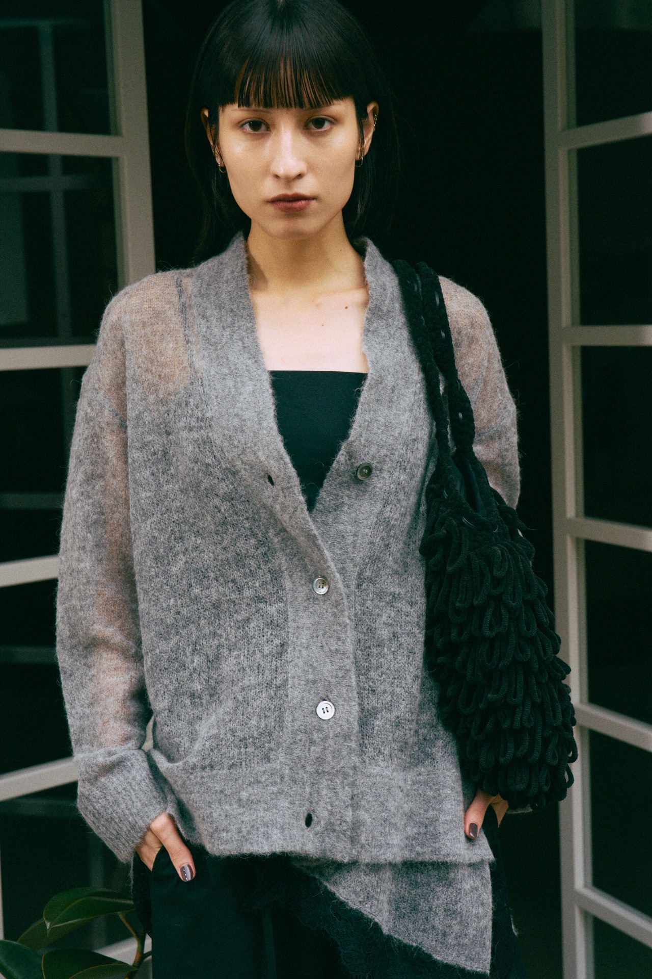Lace Hem Sheer Cardigan knit