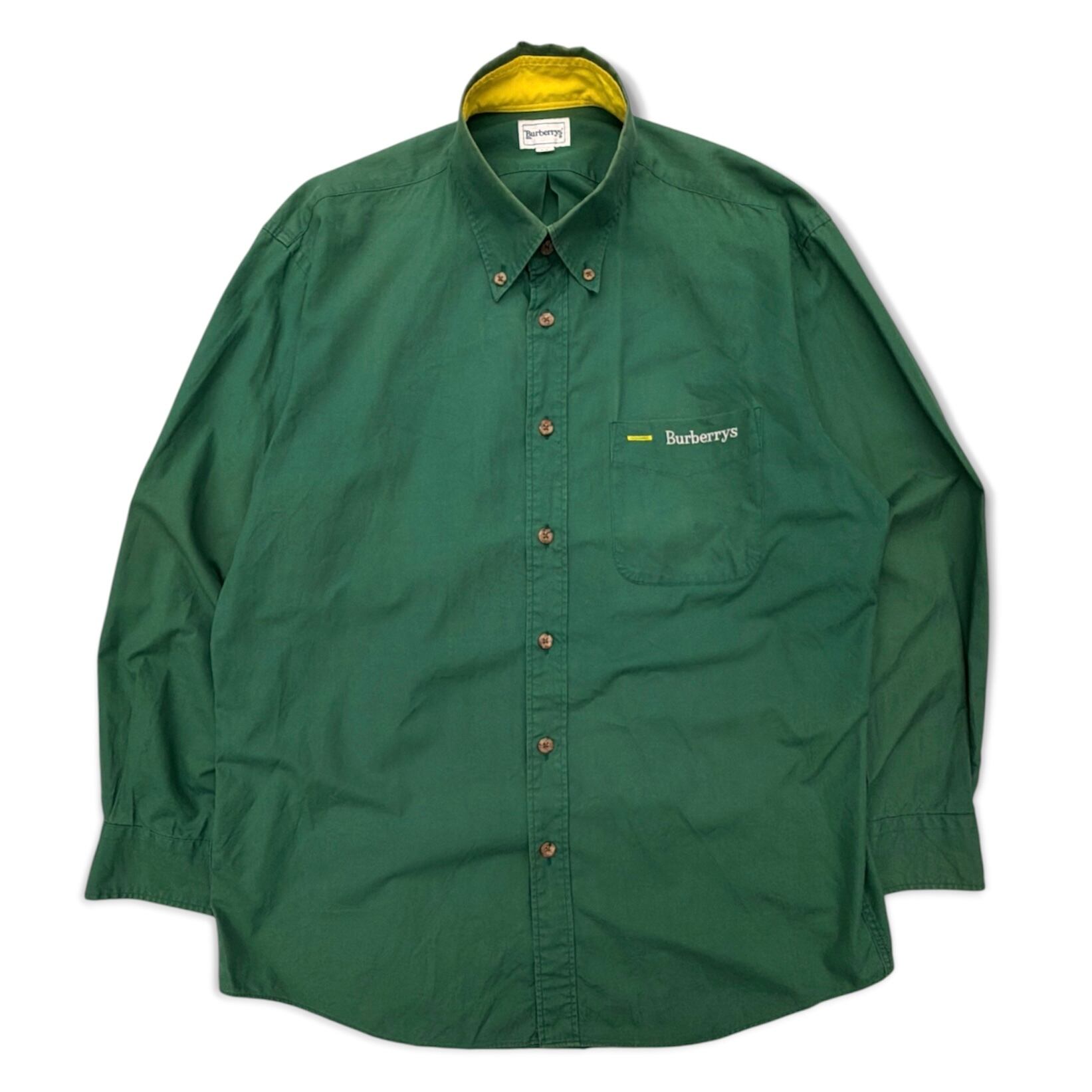 【burberrys】90s shirt バーバリーシャツ 緑 BDシャツ ボタンダウン カジュアル