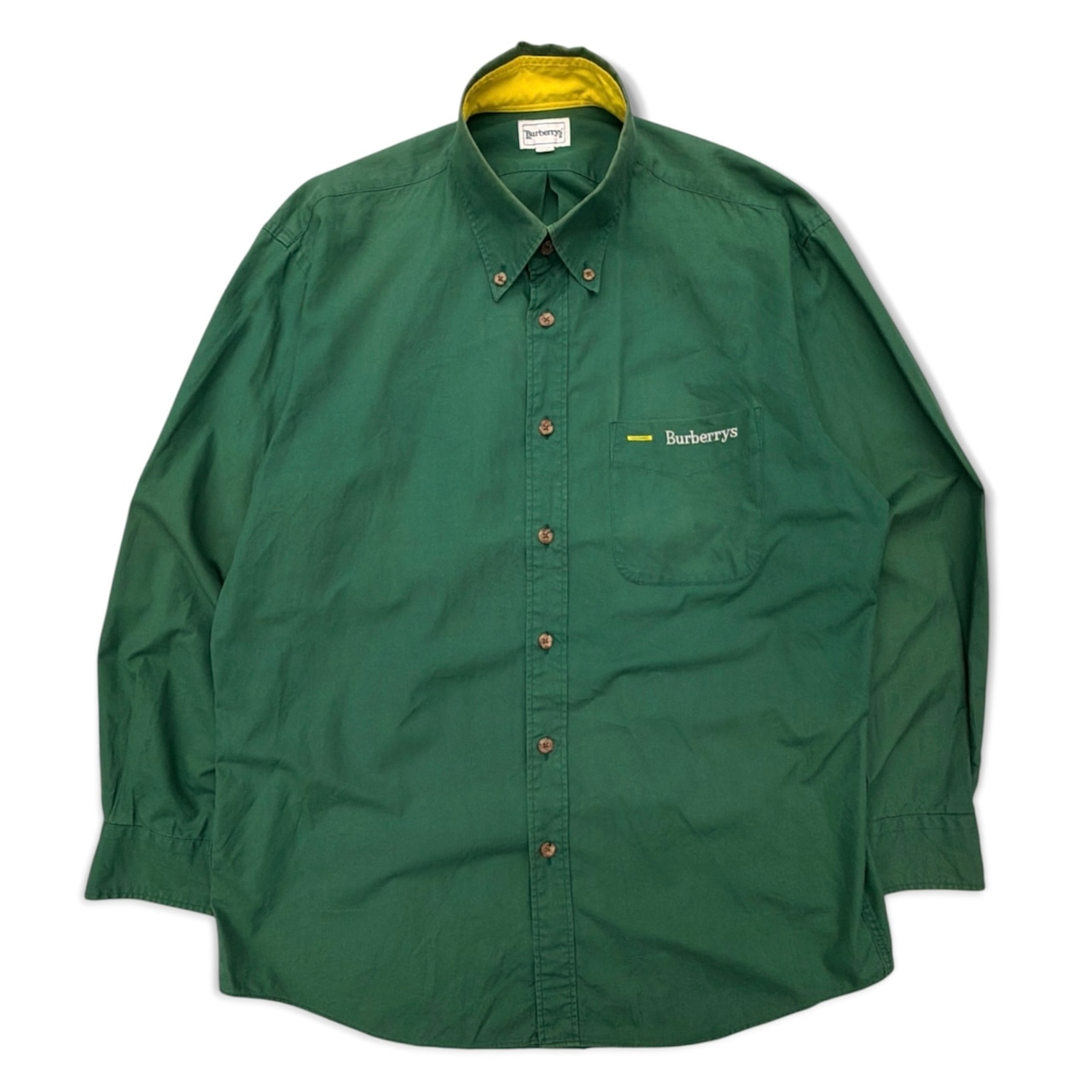 【burberrys】90s shirt バーバリーシャツ 緑 BDシャツ ボタンダウン カジュアル