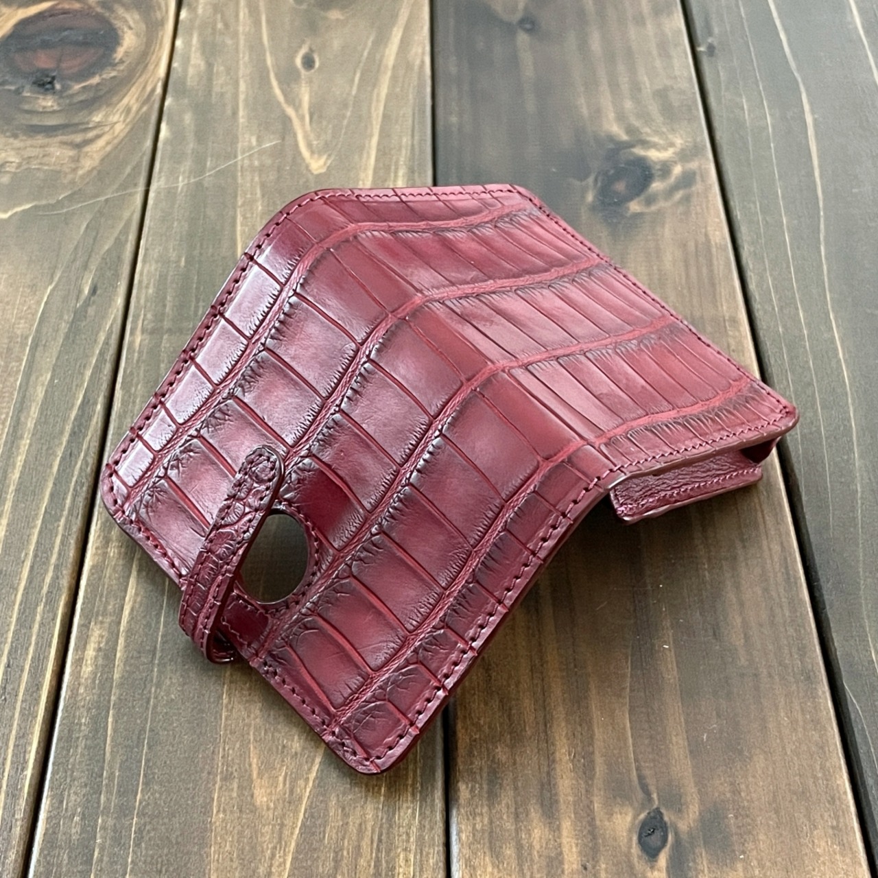 アリゲーター カードケース 名刺入れ ディープレッド