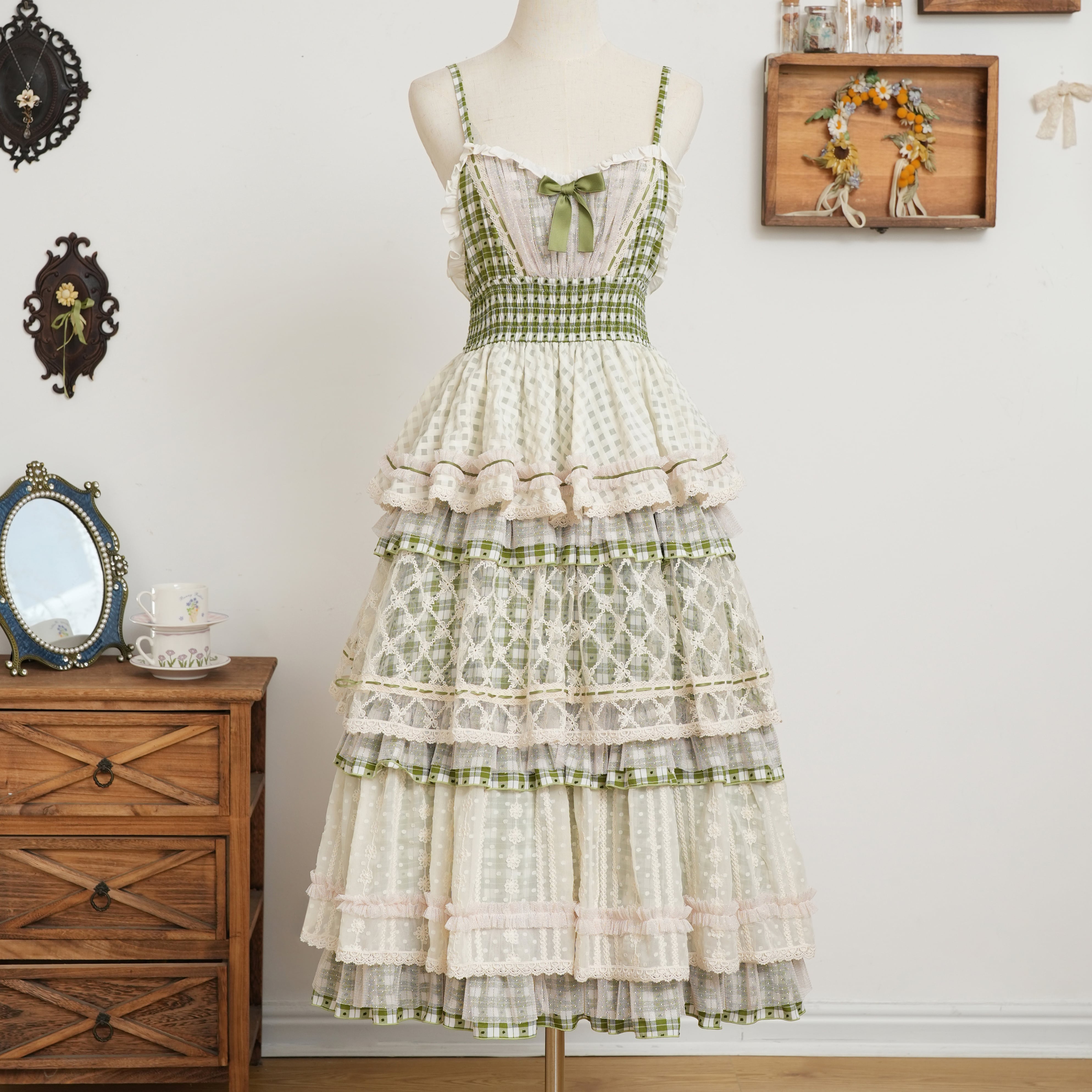 Lovely Poodle ジャンパースカート SET (カチューシャ付き） Scotland's First Snowジャンパースカート＆ケープset | tulle オ