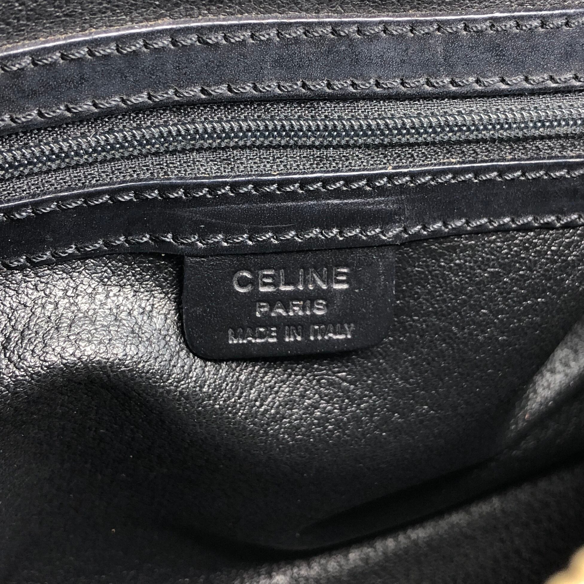 CELINE セリーヌ マカダム柄 ハンドバッグ ブラック ブラゾン型押し