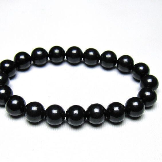 シュンガイト ブレスレット 10mm 一点物 メール便可 111-49716