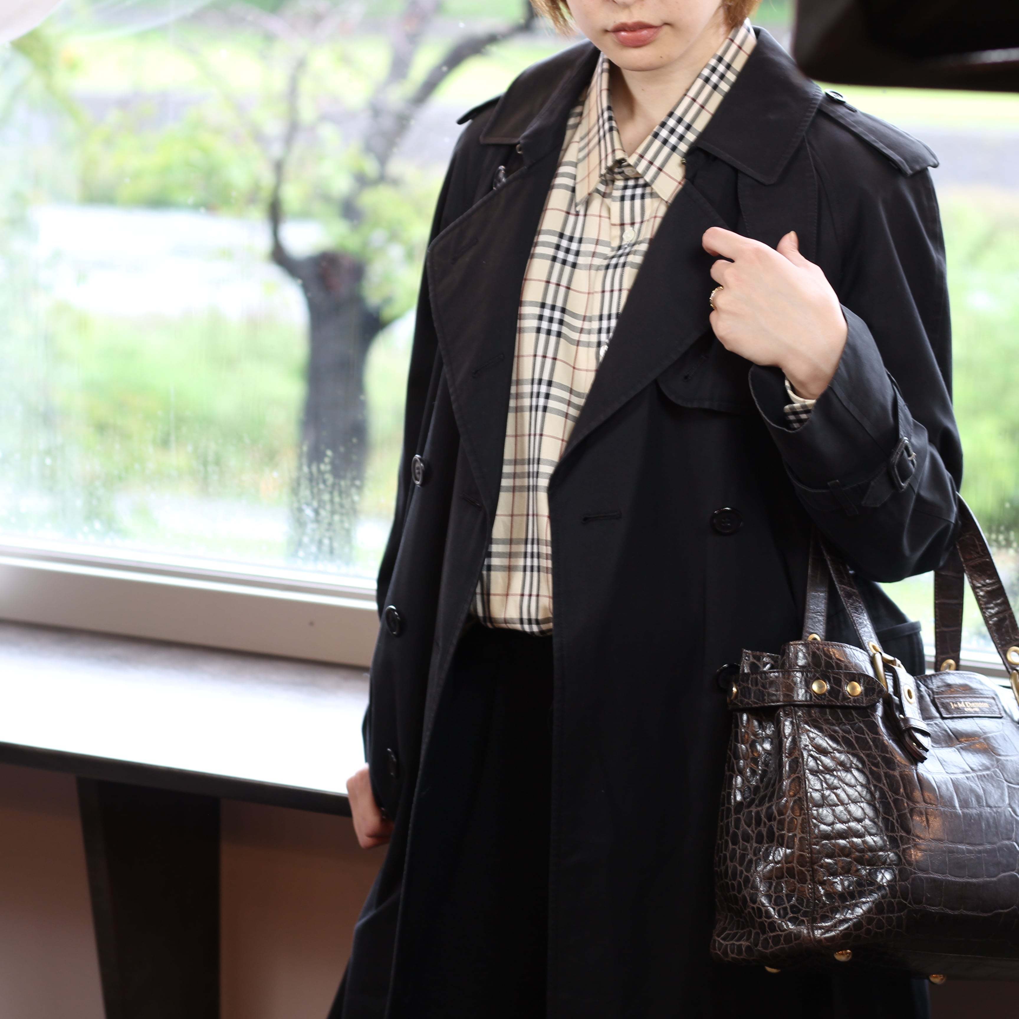 J&M DAVIDSON CROCODILE EMBOSSED LEATHER HAND BAG MADE IN J&M DAVIDSON CROCODILE EMBOSSED LEATHER HAND BAG MADE IN