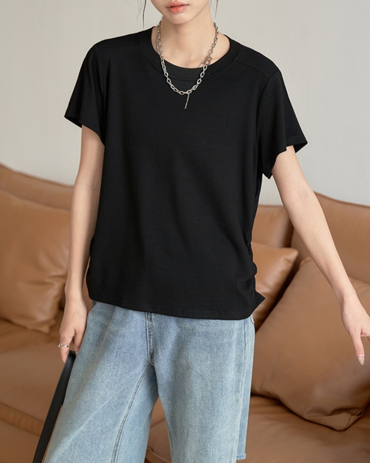 ドローストリングサイドギャザーTシャツ 2color A1084 - 7