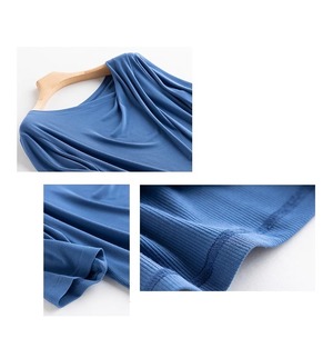 アシンメトリードレープデザイン五分袖トップス W01319