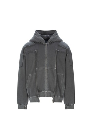 [SURGERY] surgery remake pigment crop hood jacket 'charcoal' 正規品 韓国ブランド 韓国通販 韓国代行 韓国ファッション sur8ery サージェリー 取扱店 日本 店舗