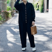 Paljon jumpsuits:パルヨンジャンプスーツ <black/gray> ※Cotton × Silk