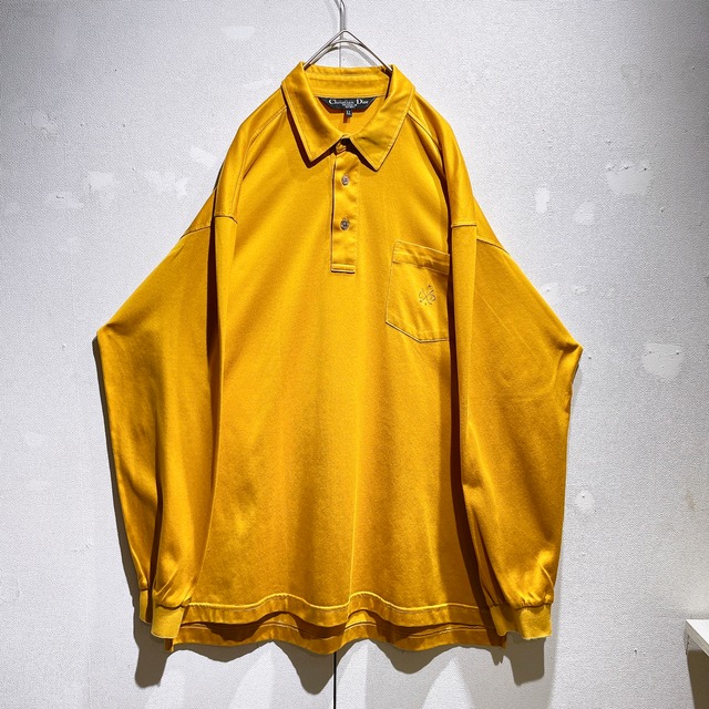 1990s ” Old Christian Dior ” Beautiful silhouette Bright yellow color vintage polo shirt