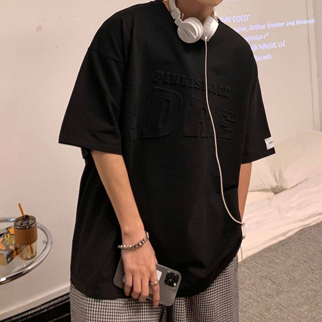 Oversized American-style print T-shirt(MT1578)