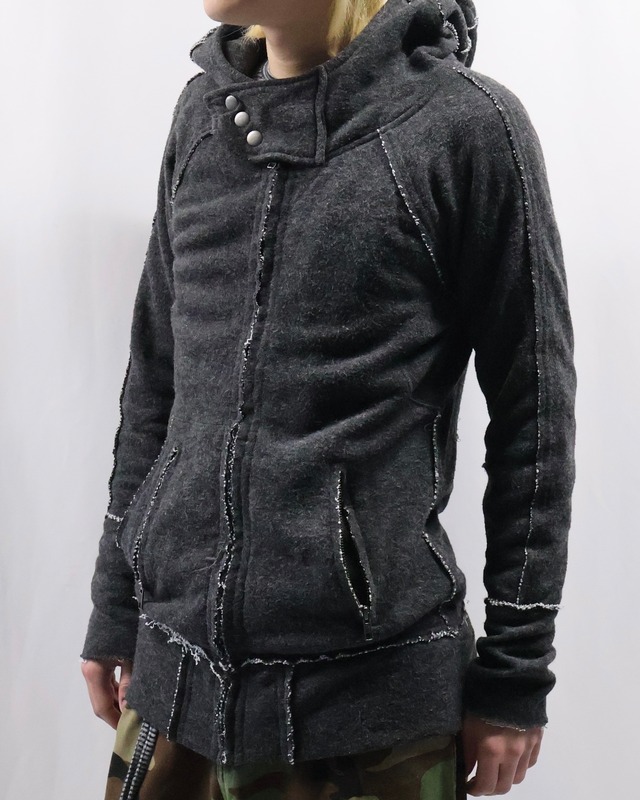 inside out neck detail hoodie