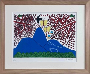 渡部龍典（わたべたつのり）　妙高山と春　版画　作品　lemmikki（レンミッキ）　TATSUNORI WATABE