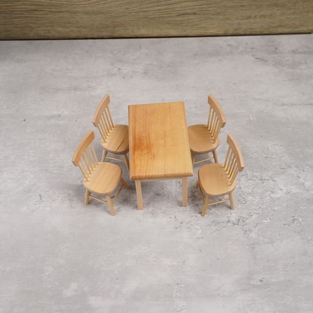 020-30002　ミニチュア家具　table&chair　ダイニングテーブル＆チェアセット【レクタングル】
