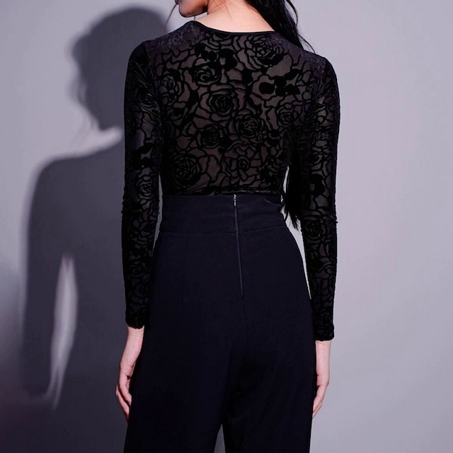 ツイストフロント・ベルベットダンストップス (レオタードタイプ) ds0934