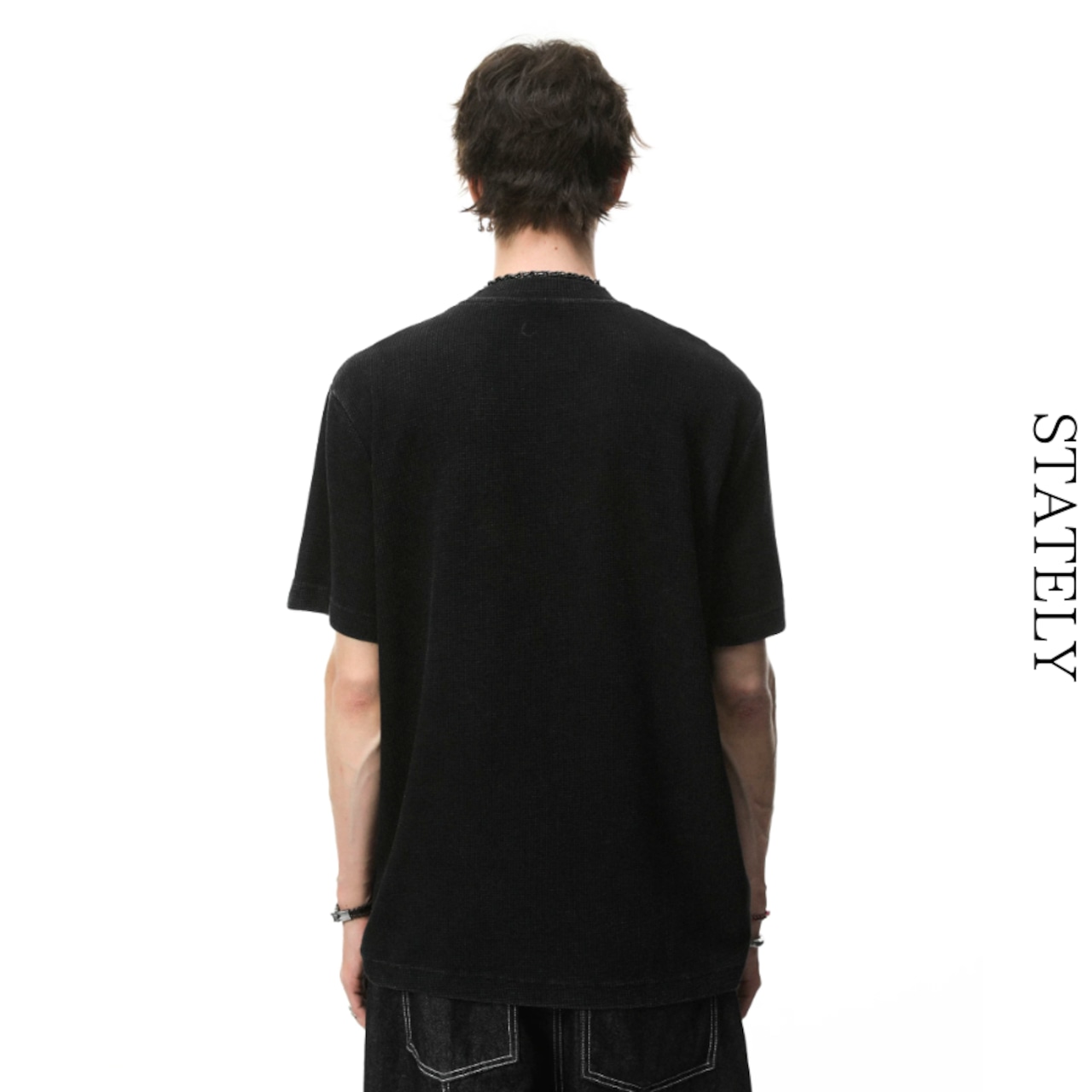 Shadow Text ワッフルTee/2color_T208・画像6