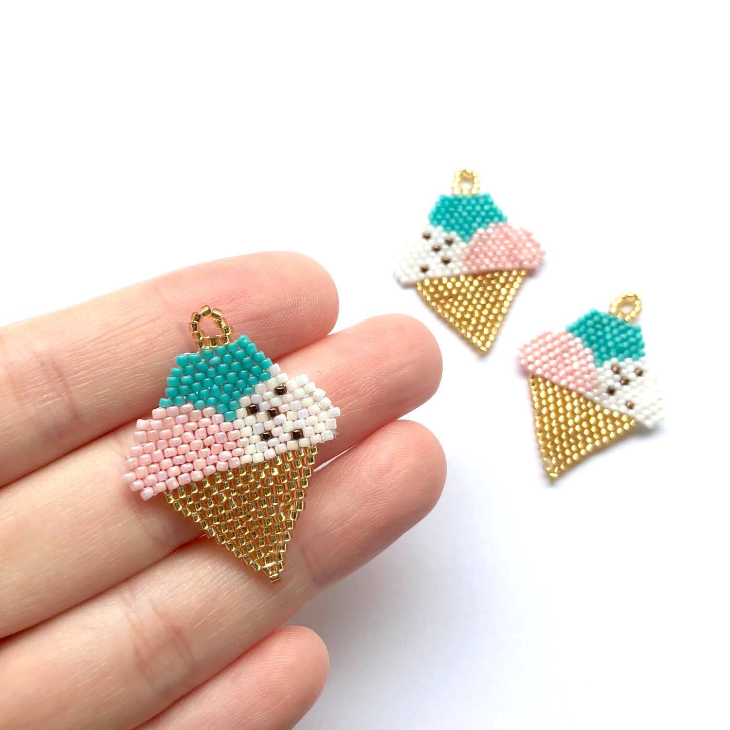 アイスクリームビーズステッチチャーム | Dua-アクセサリーパーツショップ