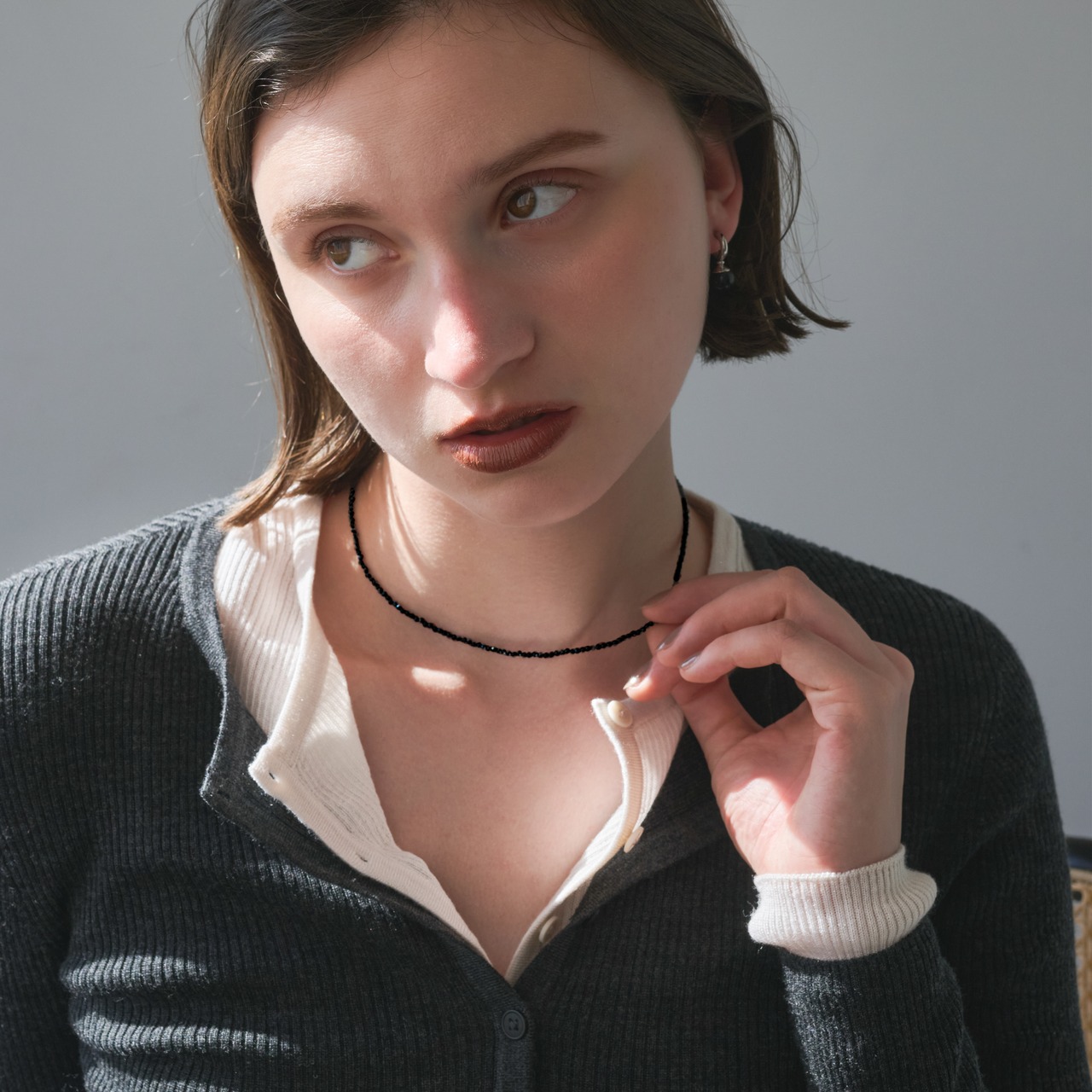 10/9(金)21時新作発売* silver925 black glass necklace