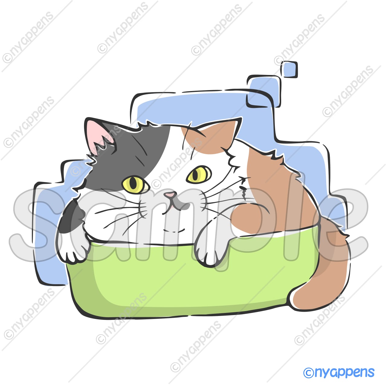 【商用利用OK】ほのぼの手書き猫イラスト＜S6＞すっぽり！