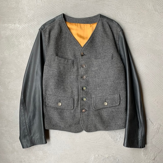 Leather sleeved jacket / Made in England