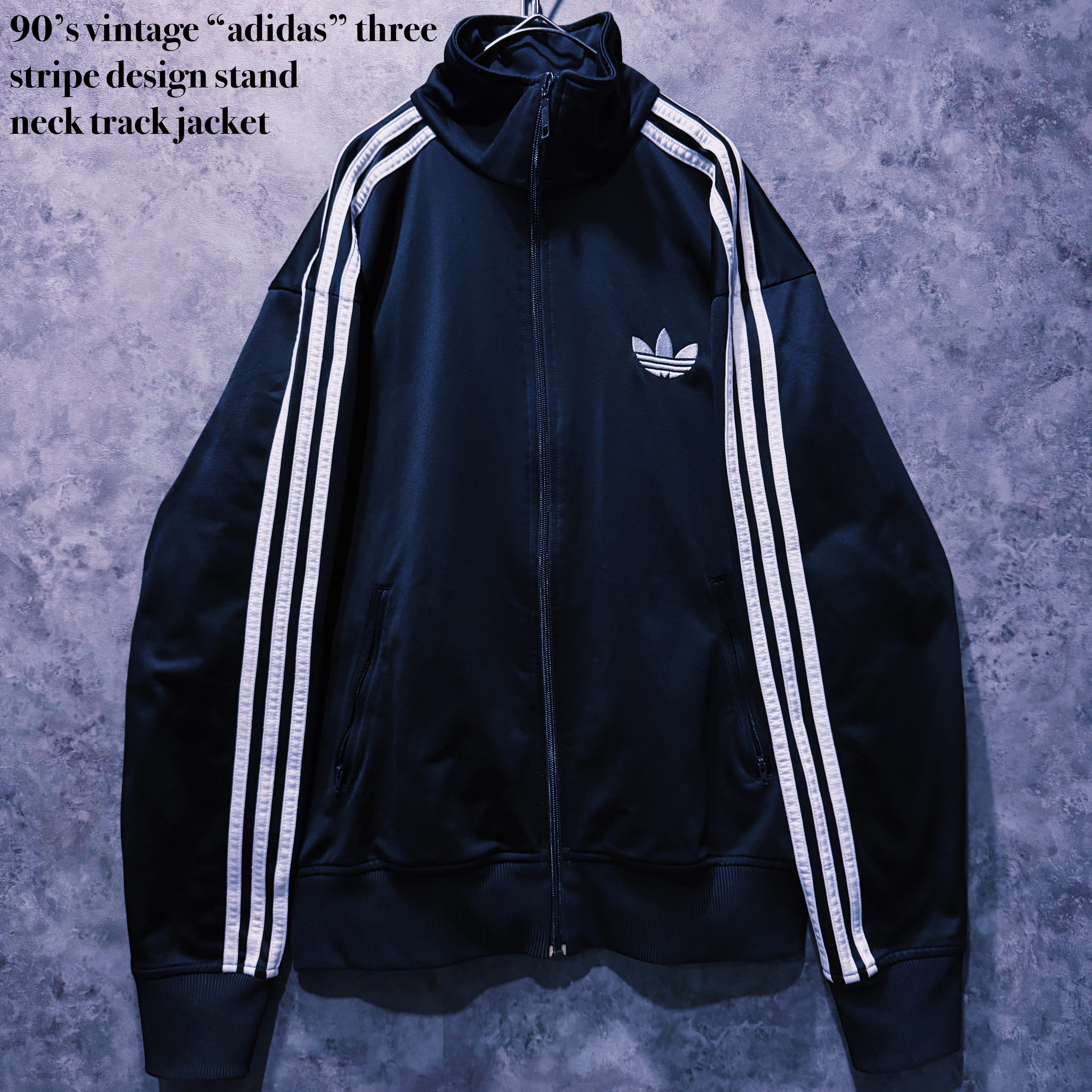 【doppio】90’s vintage “adidas” three stripe design stand neck track jacket