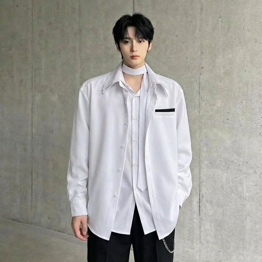 レイヤードステッチ ダブルカラーシャツ 3カラー D11507