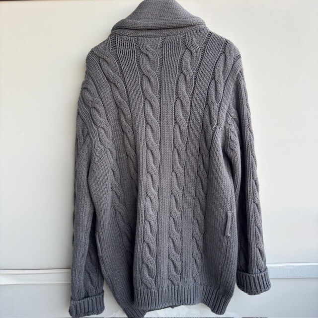 Our Legacy アワーレガシー カーディガン ヘビーケーブルニット ショールカラー グレー コットン 古着 メンズ 画像5