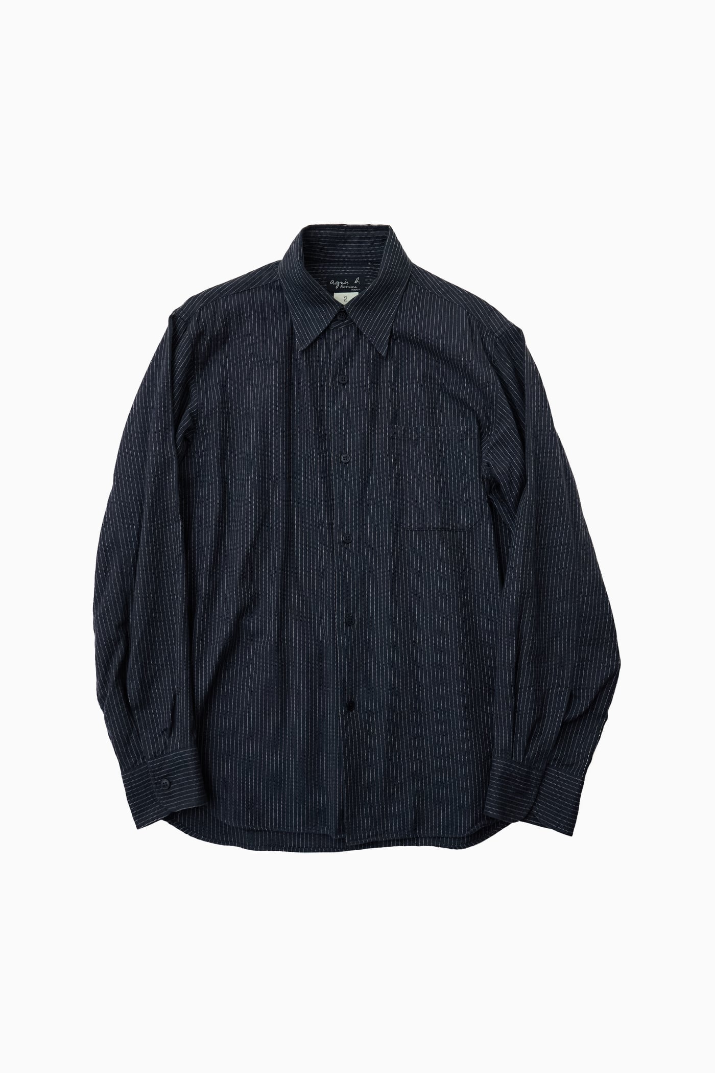 agnès b. HOMME NAVY DOT STRIPED SHIRT
