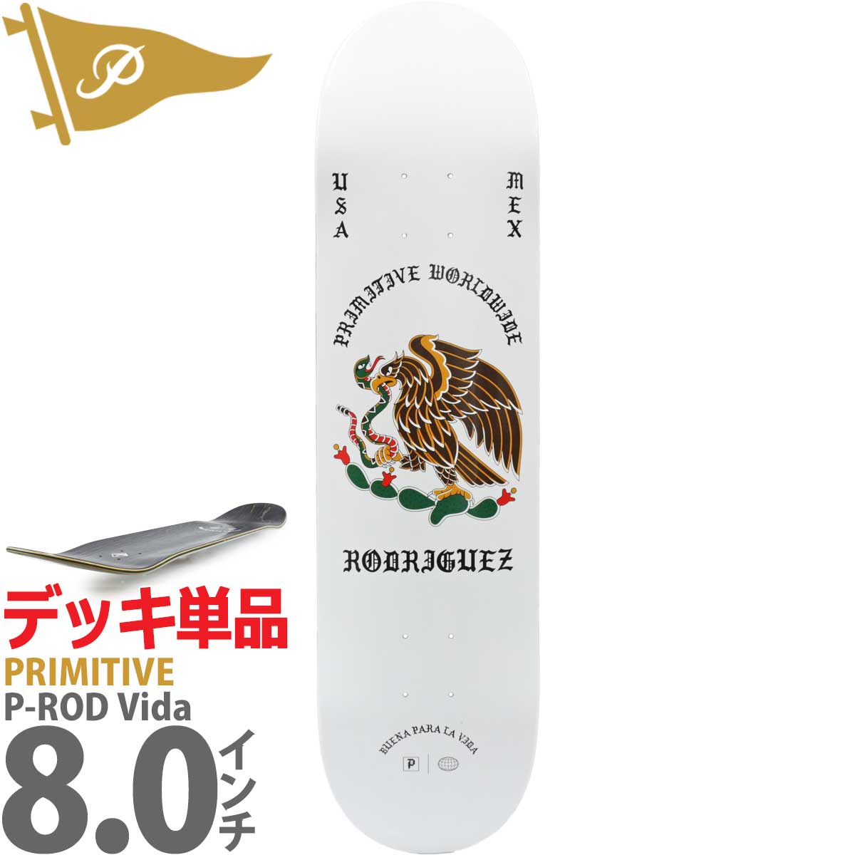プリミティブ 8.0インチ スケボー デッキ Primitive Skateboards Pro 