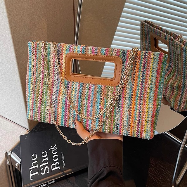 Square straw clutch bag　B085