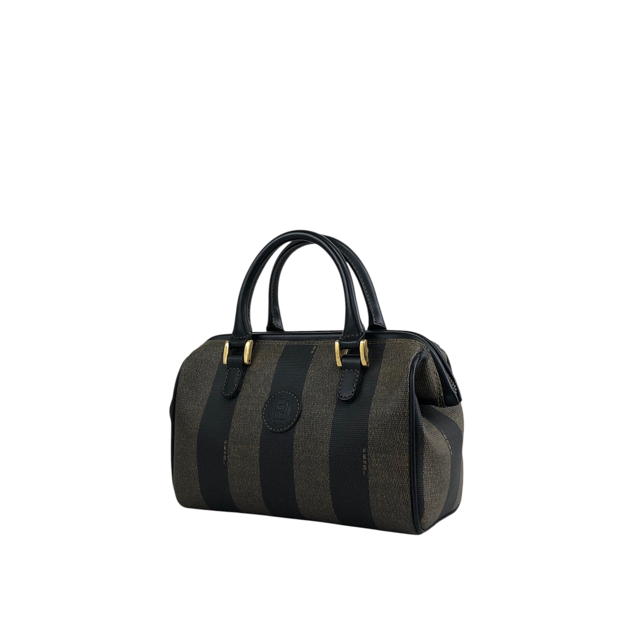 FENDI フェンディ ぺカン ハンドバッグ ブラウン FFロゴ PVC vintage