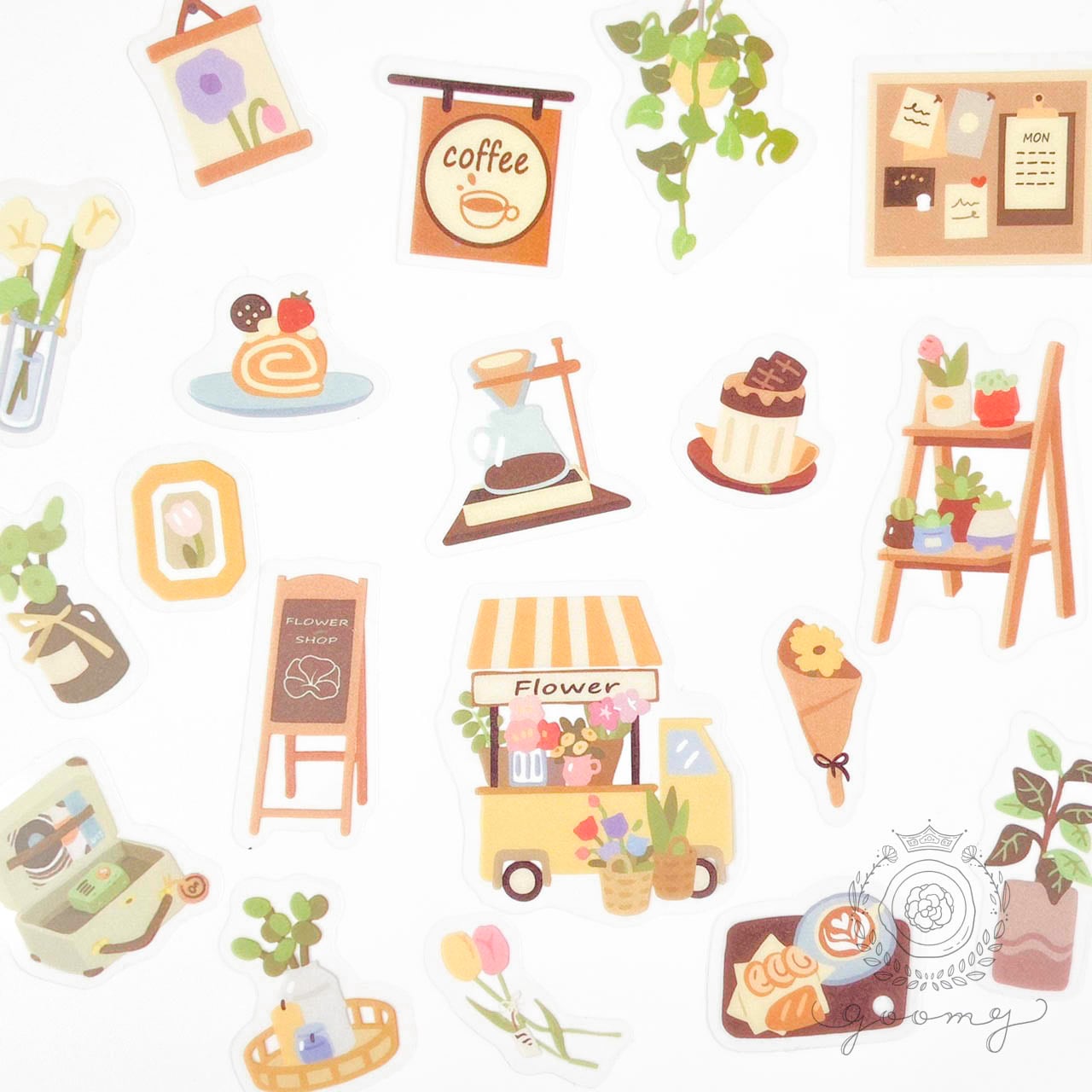 100枚入りクリア素材フレークシール2 フラワー<S269>