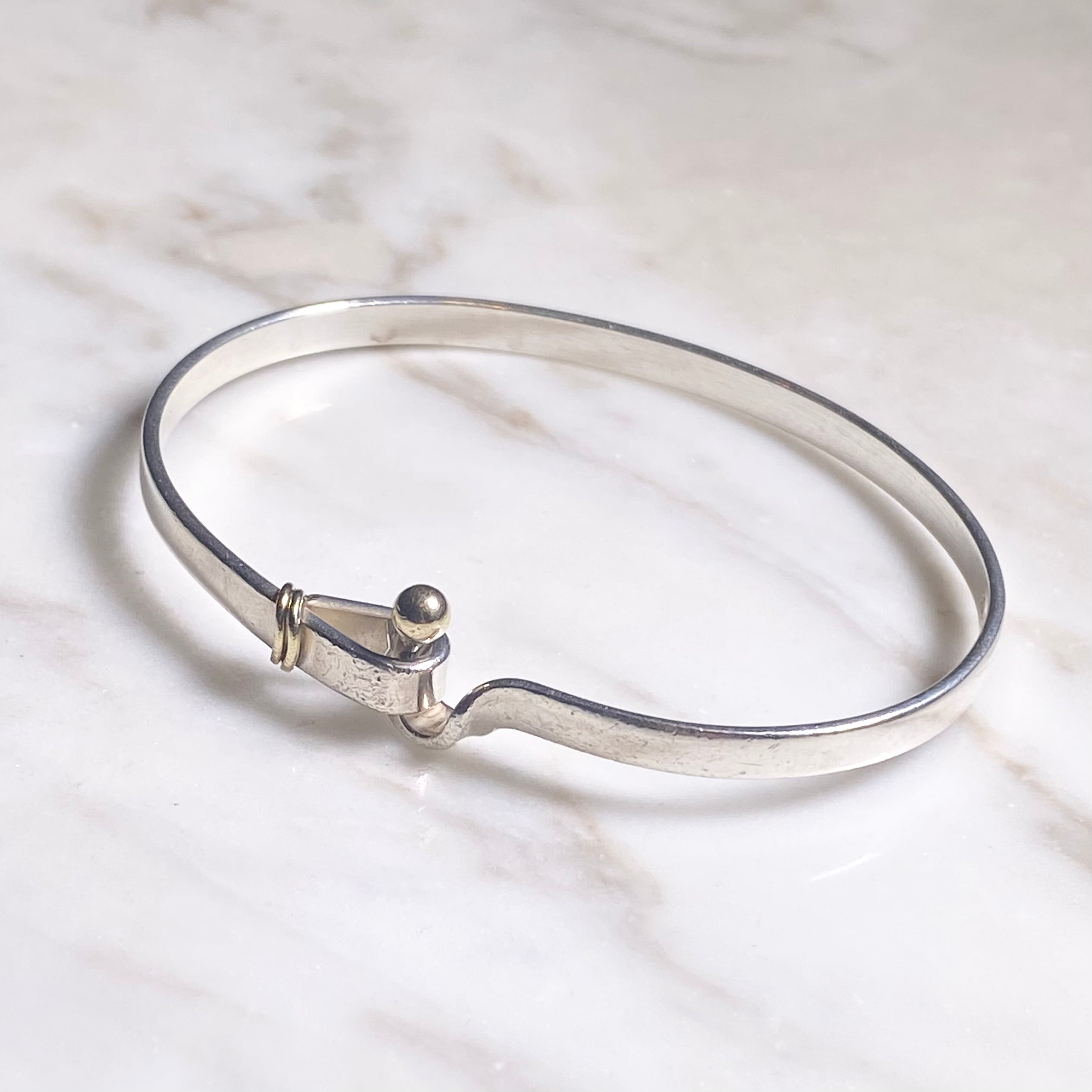 vintage TIFFANY silver × k18 hook design bracelet “hook&eye