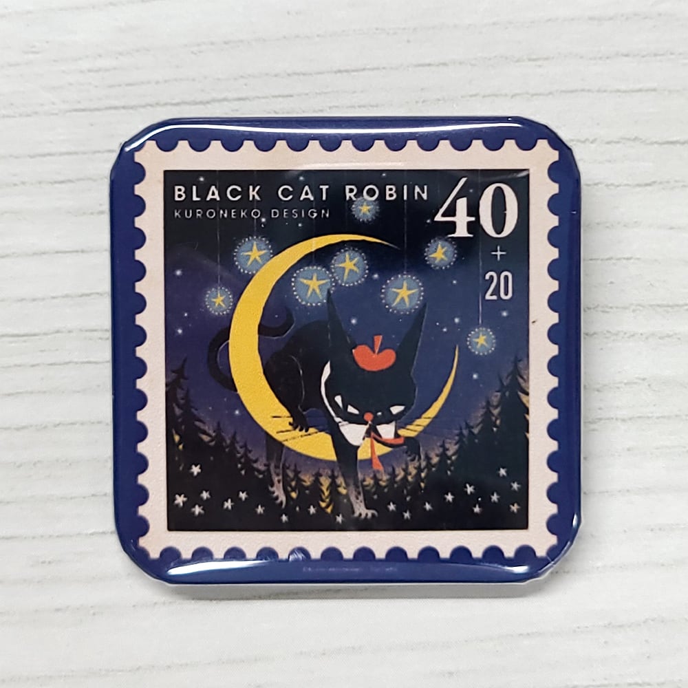 スタンプアニマル 夜とろびん by 黒ねこ意匠 正方形缶バッチ | SPACE