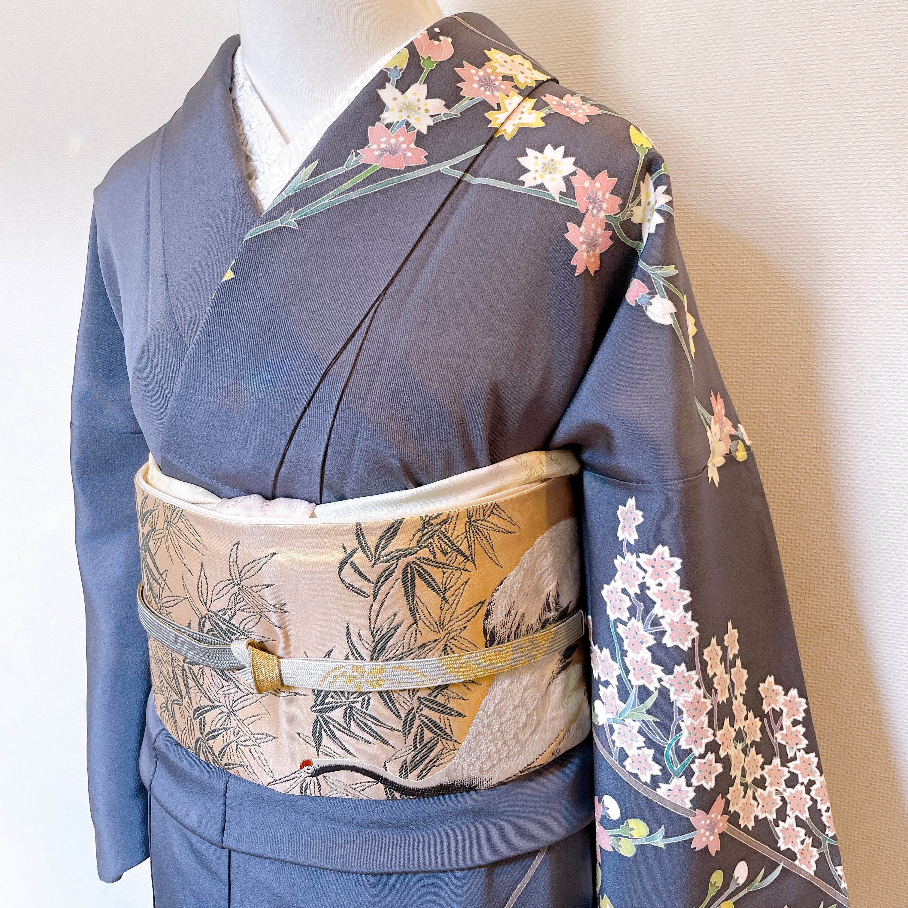 長尺448cm 袋帯／四季の花と鶴 こころなし 売買されたオークション情報  