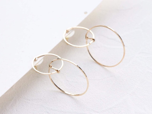 14kgf- Floating in the ring pierced earrings/can be chang to A.N original clip-on