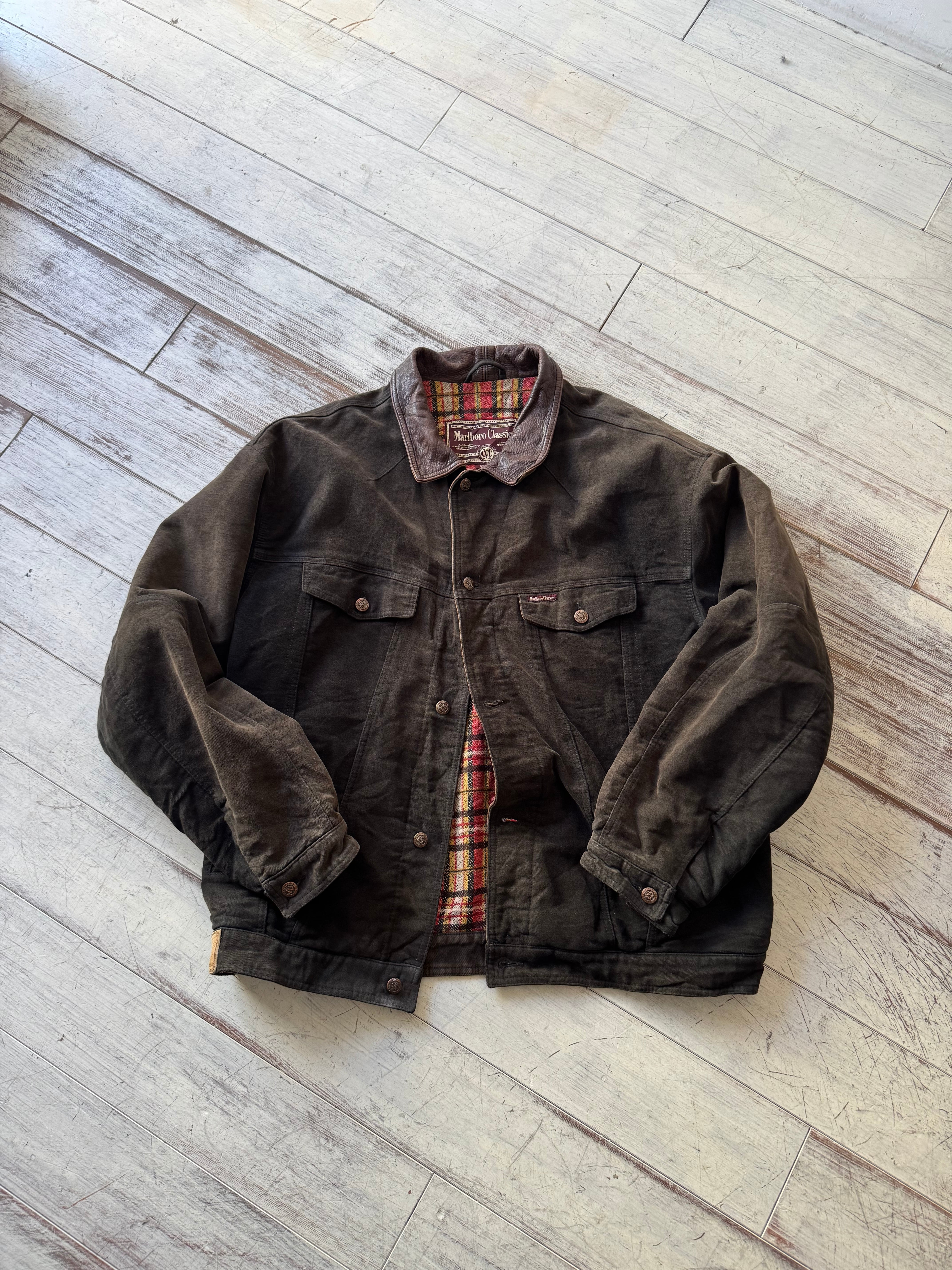 Marlboro Classics レザー トラッカー ジャケット L Marlboro Classics- Leather switching tracker jacket | ROOT online