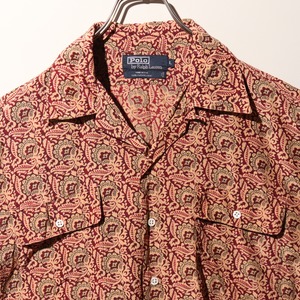 Mint Condition L USA シルク ボタニカル 総柄 ポロラルフローレン 半袖開襟シャツ Polo Ralph Lauren