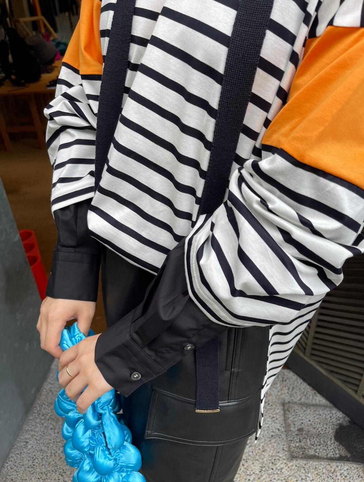 ENFOLD 新作SHIRT LAYERED BORDER PULLOVER