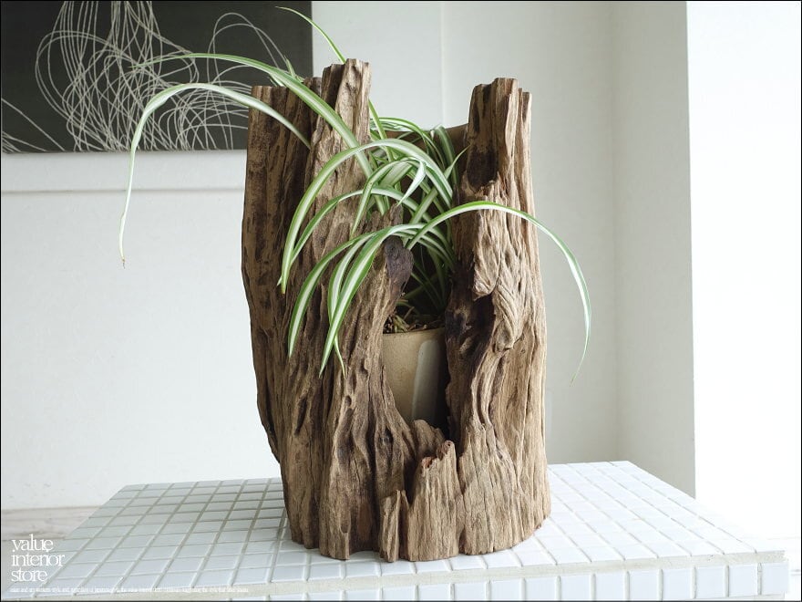 オールドチーク無垢材 プランツポットWS01 鉢カバー 木鉢 プランツ