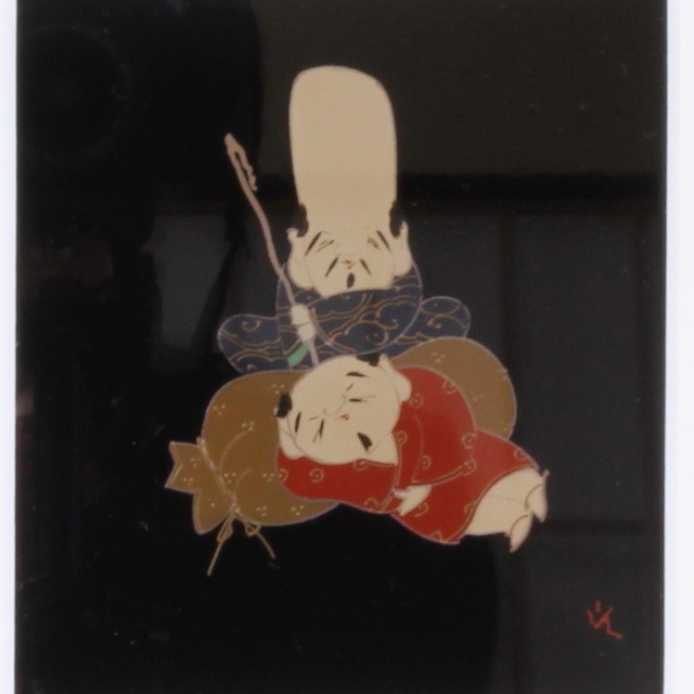 2112 輪島漆芸額　七福神蒔絵（布袋・寿老人）／1号 アルミ額