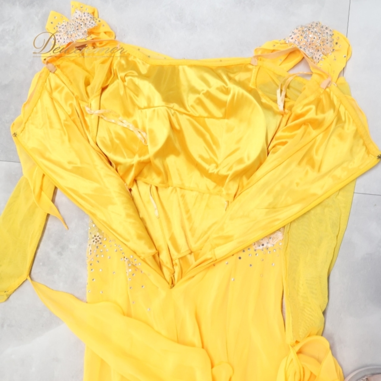 社交ダンス 衣装 スタンダードドレス ワンピース ドレス フロート レース クリエイトサン Create-Sun デモ 競技 ダンス パーティ 発表会オレンジ系 おしゃれ フェスティバル エレガント 可愛い ドレスアップ 女性用 社交ダンス衣装 ステージ衣装 競技用ドレス