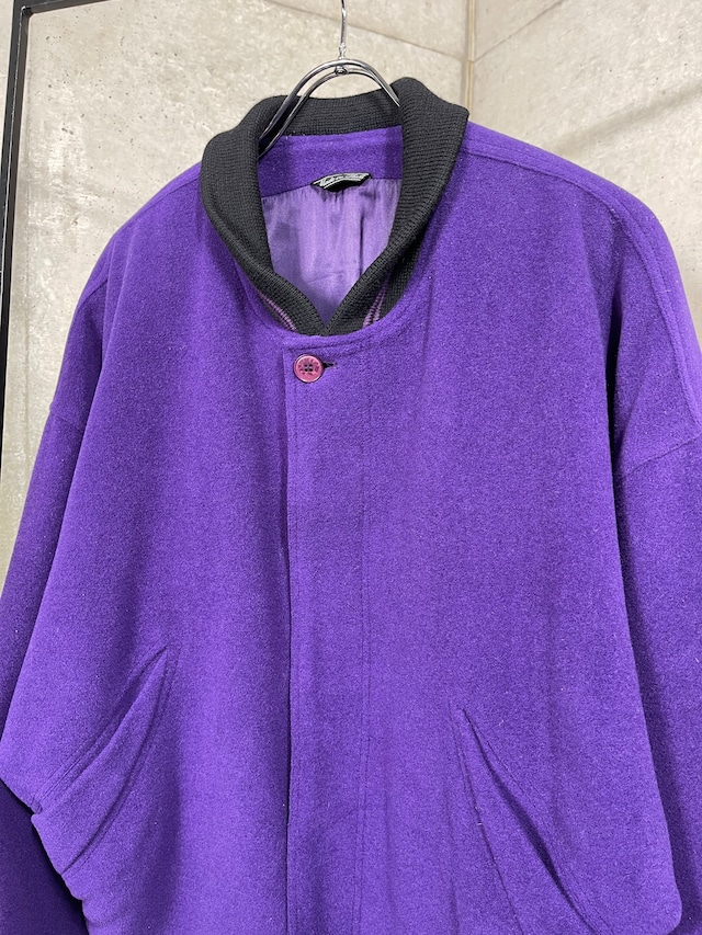 "Istante(Versace)" purple cashmere wide silhouette blouson