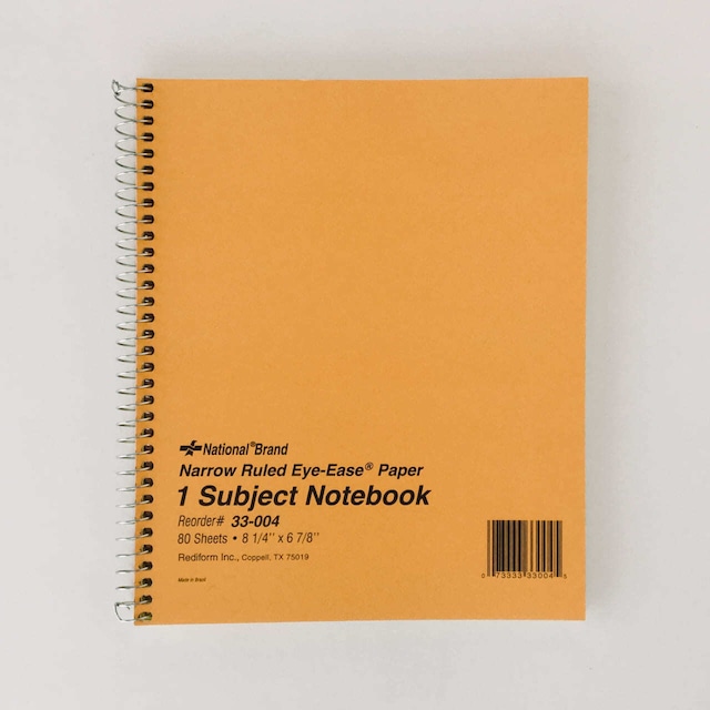 ノートブック リングノート 黄色 アメリカ USA / National Notebook 1 Subject Green Tint Wirebound Yellow 33004