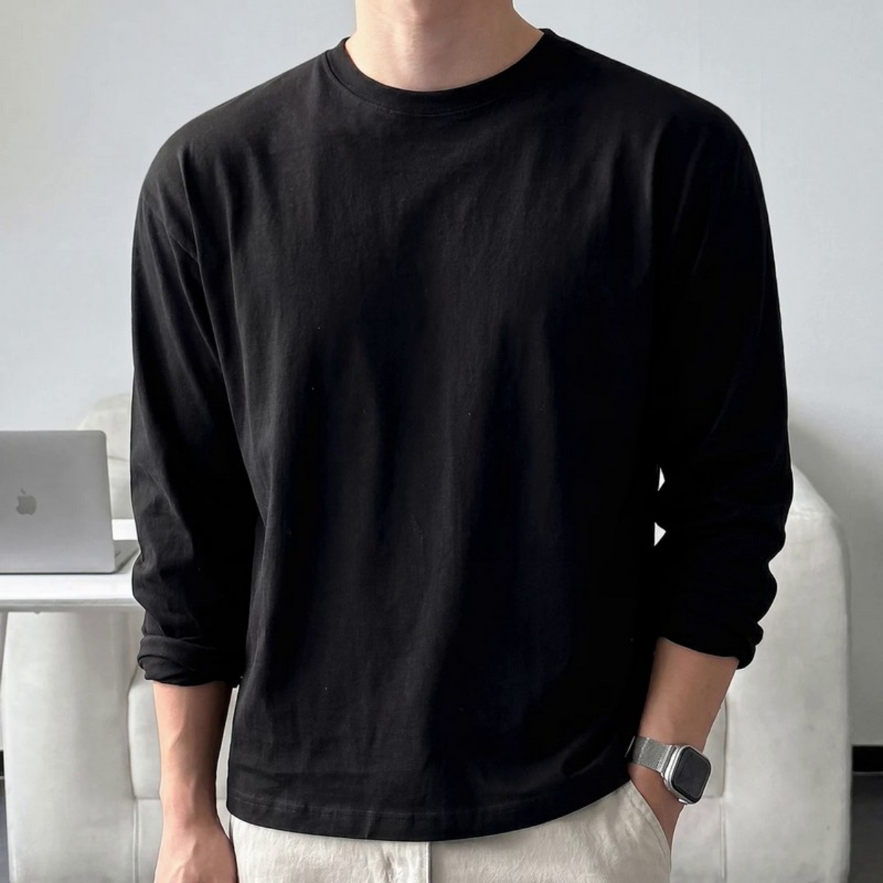 コットンベーシックロングTシャツ　1323