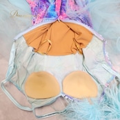 社交ダンス 衣装 スタンダード ドレス スタンダードドレス ワンピース 水色 ピンク 紫 グラデーション ファー 水色 デモ 競技 ダンス パーティ 発表会 ブルー系 フリル 豪華 おしゃれ エレガント ステージ衣装 レディース