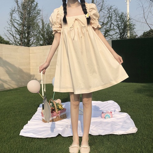 ✞ プリーツスリーブスカート ソリッド カラーきれいめ☆ リボン 大人ガーリー スウィート キュート カジュアル ソリッドカラー スクウェア ✞ゴスロリ SM ミリ 甘ロリ クラロリ 和ロリ エレガント 黒ロリ 姫ロリ 華ロリ BB-BB2577041