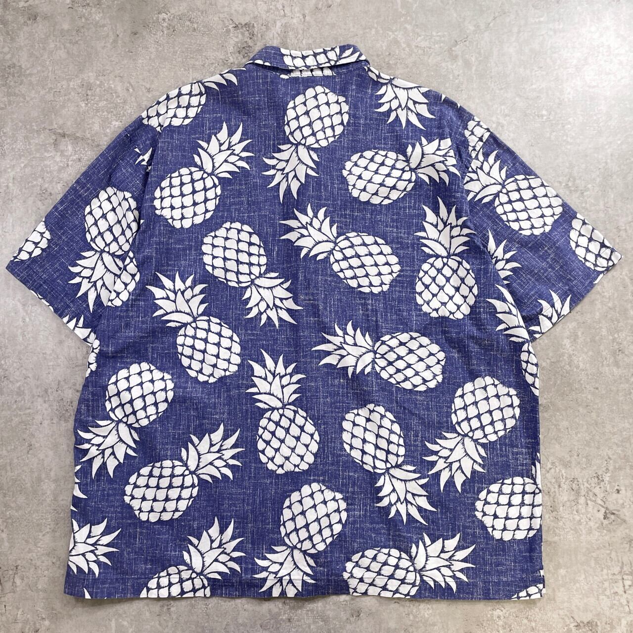 90年代 オールドネイビー OLD NAVY パイナップル 総柄 半袖アロハ