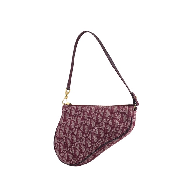 Christian Dior クリスチャン ディオール トロッター ハンドバッグ ボルドー ジャガード ミニバッグ サドルバッグ vintage ヴィンテージ オールド b2r7kg